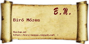 Biró Mózes névjegykártya